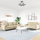 vidaXL 3 részes krémszínű szövet ülőgarnitúra lábtartóval/párnával