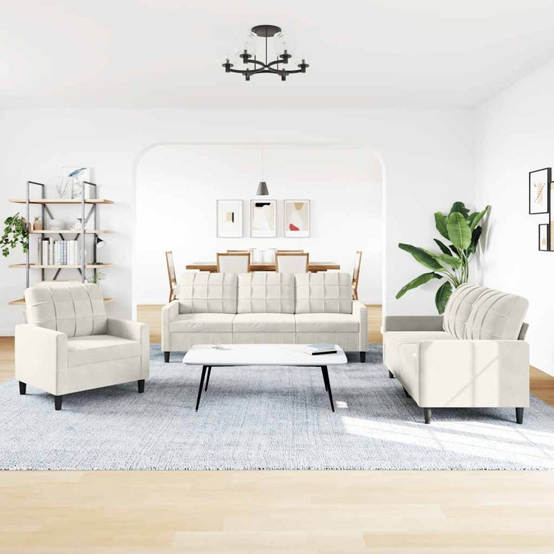 vidaXL 3 részes krém bársony ülőgarnitúra párnákkal