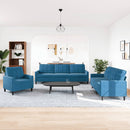 vidaXL 3 részes kék bársony ülőgarnitúra párnákkal