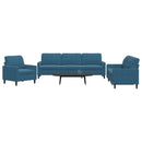 vidaXL 3 részes kék bársony ülőgarnitúra párnákkal