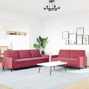 vidaXL 2 részes bordó bársony ülőgarnitúra párnákkal