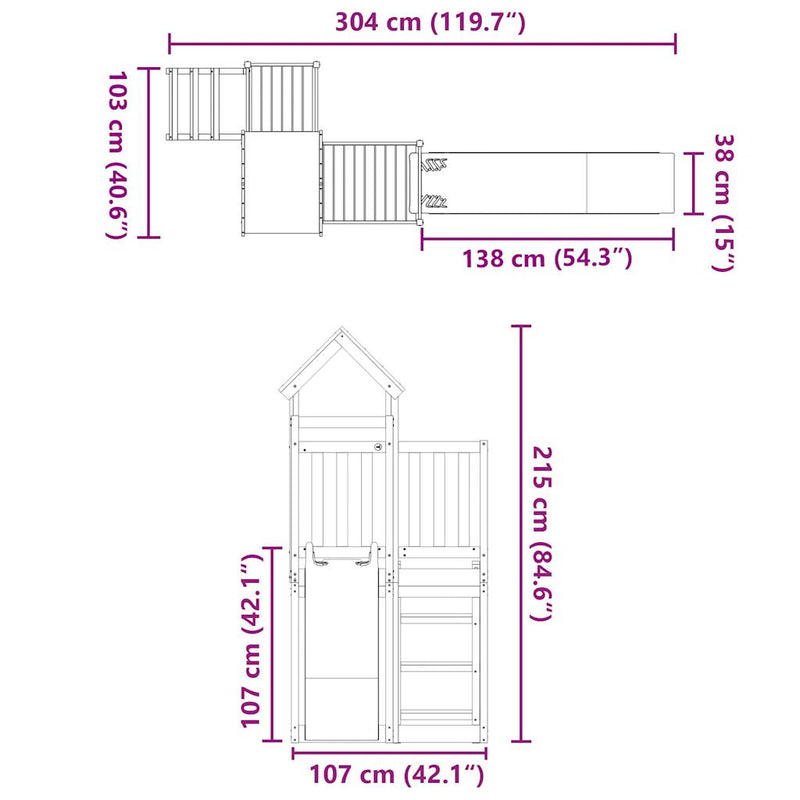 vidaXL tömör fenyőfa kültéri játszószett