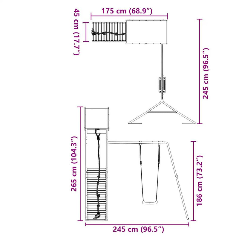vidaXL tömör duglászfenyő kültéri játszószett