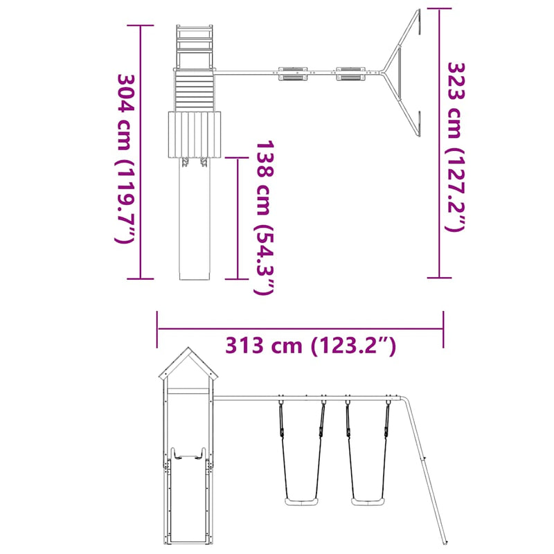 vidaXL tömör duglászfenyő kültéri játszószett