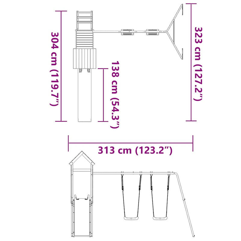vidaXL impregnált fenyőfa kültéri játszószett