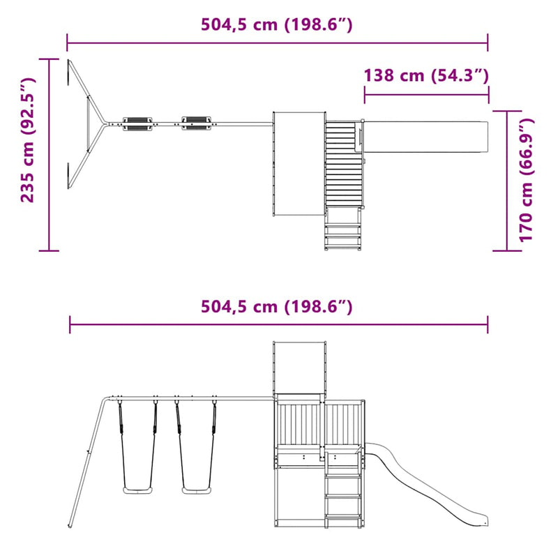 vidaXL tömör fenyőfa kültéri játszószett