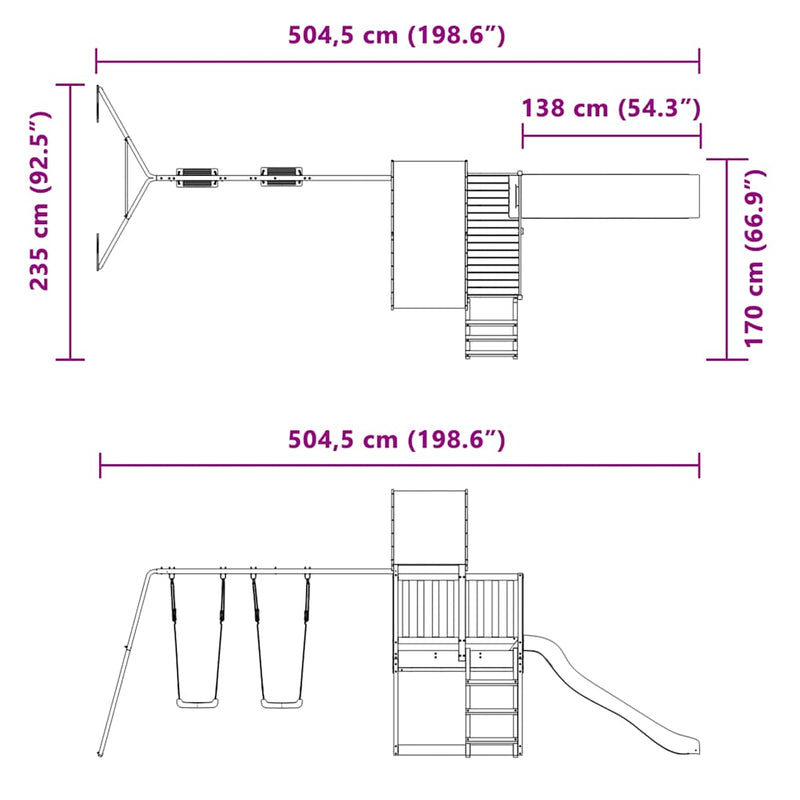 vidaXL tömör duglászfenyő kültéri játszószett