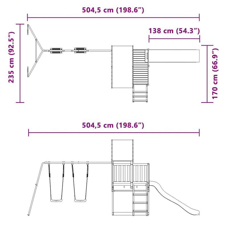 vidaXL impregnált fenyőfa kültéri játszószett