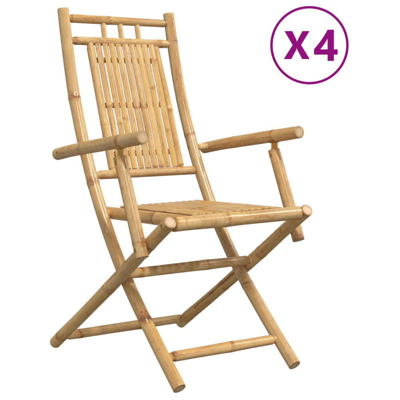 vidaXL 4 db összecsukható bambusz kerti szék 53 x 66 x 99 cm