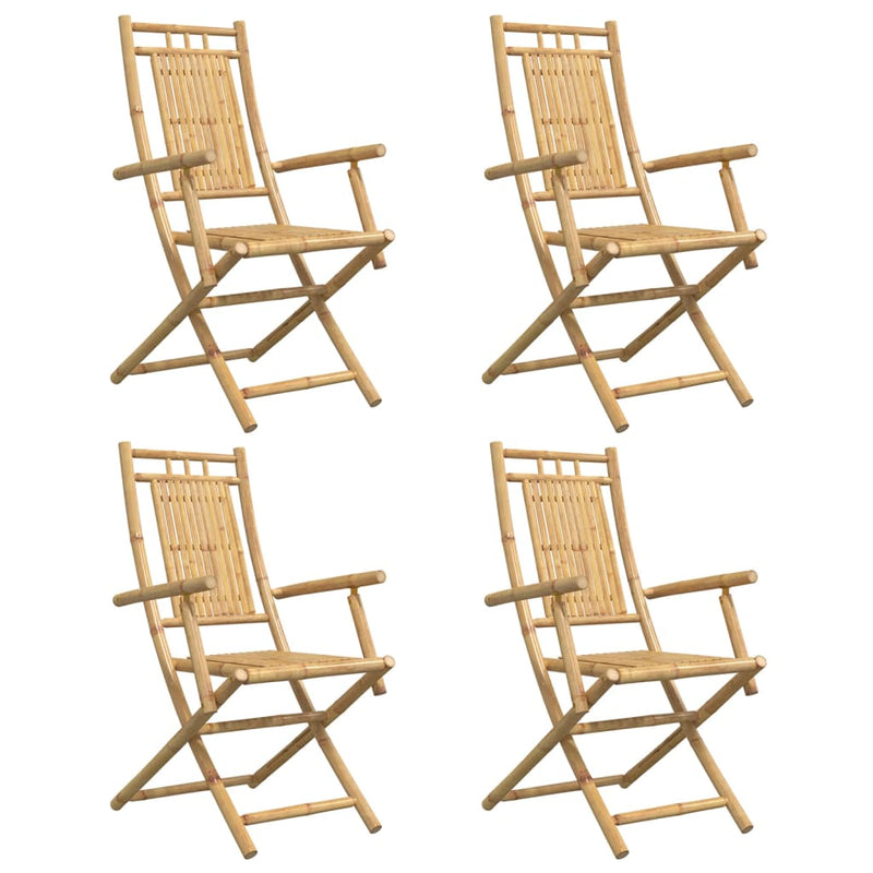vidaXL 4 db összecsukható bambusz kerti szék 53 x 66 x 99 cm
