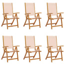 vidaXL 6 db tömör akácfa és textilén összecsukható kerti szék
