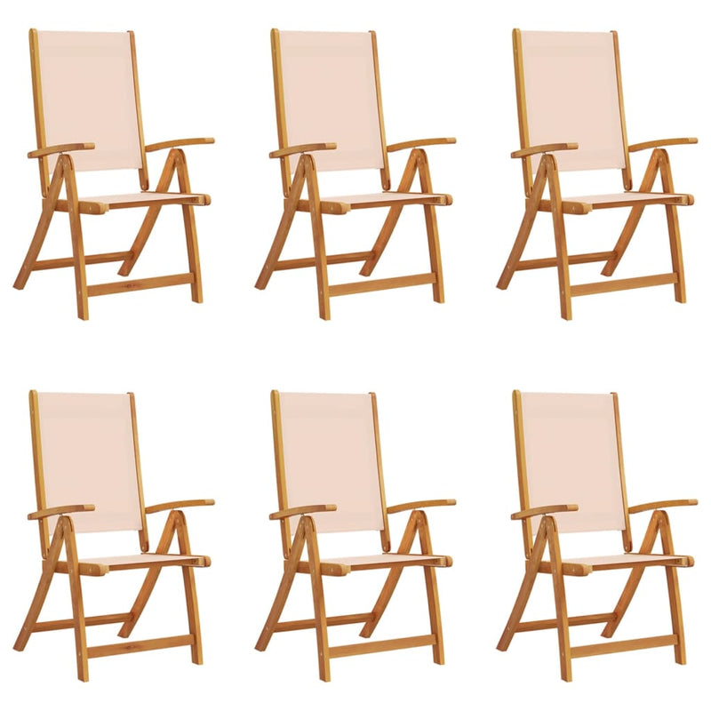 vidaXL 6 db tömör akácfa és textilén összecsukható kerti szék