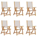 vidaXL 6 db tömör akácfa és textilén összecsukható kerti szék