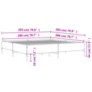 vidaXL fekete szerelt fa és fém ágykeret 200 x 200 cm