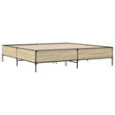 vidaXL sonoma tölgyszínű szerelt fa és fém ágykeret 200 x 200 cm