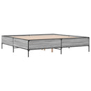 vidaXL szürke sonoma szerelt fa és fém ágykeret 200 x 200 cm