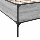 vidaXL szürke sonoma szerelt fa és fém ágykeret 200 x 200 cm