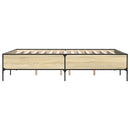vidaXL sonoma tölgyszínű szerelt fa és fém ágykeret 160 x 200 cm