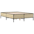 vidaXL sonoma tölgyszínű szerelt fa és fém ágykeret 160 x 200 cm