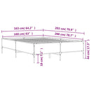 vidaXL sonoma tölgyszínű szerelt fa és fém ágykeret 160 x 200 cm