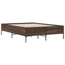 vidaXL barna tölgyszínű szerelt fa és fém ágykeret 160 x 200 cm