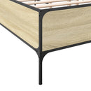 vidaXL sonoma tölgyszínű szerelt fa és fém ágykeret 150 x 200 cm
