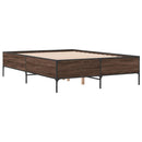 vidaXL barna tölgyszínű szerelt fa és fém ágykeret 150 x 200 cm