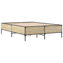 vidaXL sonoma tölgyszínű szerelt fa és fém ágykeret 120 x 200 cm