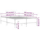 vidaXL sonoma tölgyszínű szerelt fa és fém ágykeret 120 x 200 cm