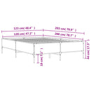 vidaXL szürke sonoma szerelt fa és fém ágykeret 120 x 200 cm