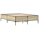 vidaXL sonoma tölgyszínű szerelt fa és fém ágykeret 140x190 cm