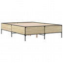 vidaXL sonoma tölgyszínű szerelt fa és fém ágykeret 140x190 cm