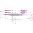 vidaXL sonoma tölgyszínű szerelt fa és fém ágykeret 140x190 cm