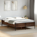 vidaXL barna tölgyszínű szerelt fa és fém ágykeret 140x190 cm