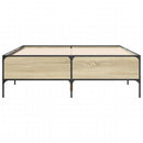 vidaXL sonoma tölgyszínű szerelt fa és fém ágykeret 135 x 190 cm