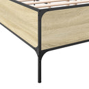vidaXL sonoma tölgyszínű szerelt fa és fém ágykeret 135 x 190 cm