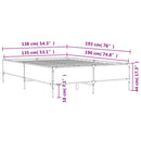vidaXL sonoma tölgyszínű szerelt fa és fém ágykeret 135 x 190 cm