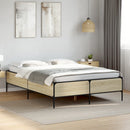 vidaXL sonoma tölgyszínű szerelt fa és fém ágykeret 135 x 190 cm