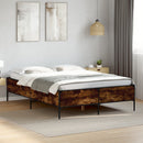 vidaXL füstös tölgy színű szerelt fa és fém ágykeret 135 x 190 cm