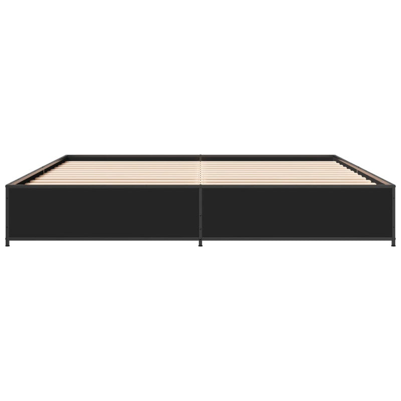 vidaXL fekete szerelt fa és fém ágykeret 180 x 200 cm
