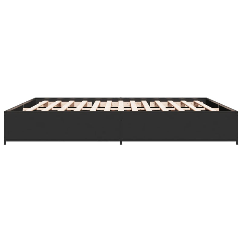 vidaXL fekete szerelt fa és fém ágykeret 180 x 200 cm