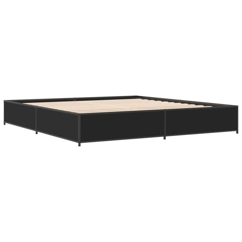 vidaXL fekete szerelt fa és fém ágykeret 180 x 200 cm
