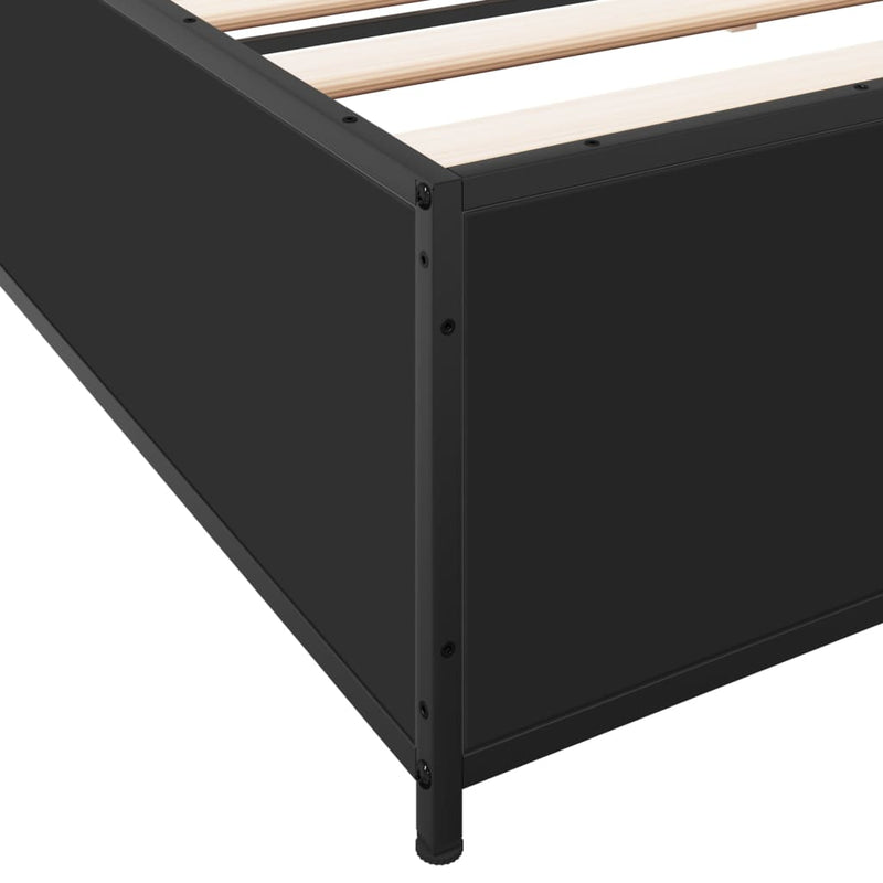 vidaXL fekete szerelt fa és fém ágykeret 180 x 200 cm