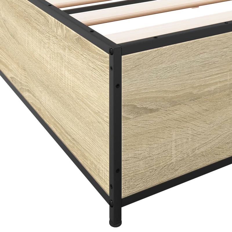 vidaXL sonoma tölgyszínű szerelt fa és fém ágykeret 180 x 200 cm