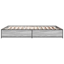 vidaXL szürke sonoma szerelt fa és fém ágykeret 150 x 200 cm