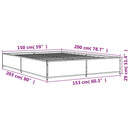 vidaXL szürke sonoma szerelt fa és fém ágykeret 150 x 200 cm