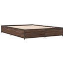 vidaXL barna tölgyszínű szerelt fa és fém ágykeret 140x190 cm