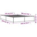 vidaXL fekete szerelt fa és fém ágykeret 135 x 190 cm