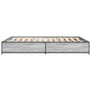 vidaXL szürke sonoma szerelt fa és fém ágykeret 135 x 190 cm