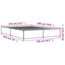 vidaXL szürke sonoma szerelt fa és fém ágykeret 135 x 190 cm